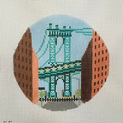 Manhattan Bridge Ornament with Stitch Guide Needlepoint Canvas