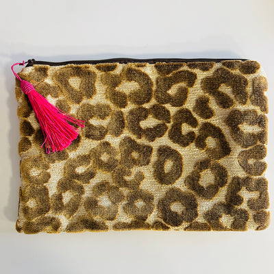 Brown and Sand Fabric Clutch