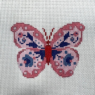 Pink Butterfly III Ornament Needlepoint Canvas