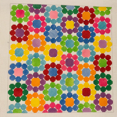 Circle Flowers Needlepoint Canvas