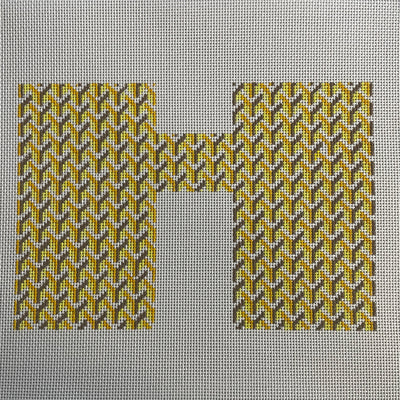 Y Pattern Clutch Single Side Yellow Needlepoint Canvas