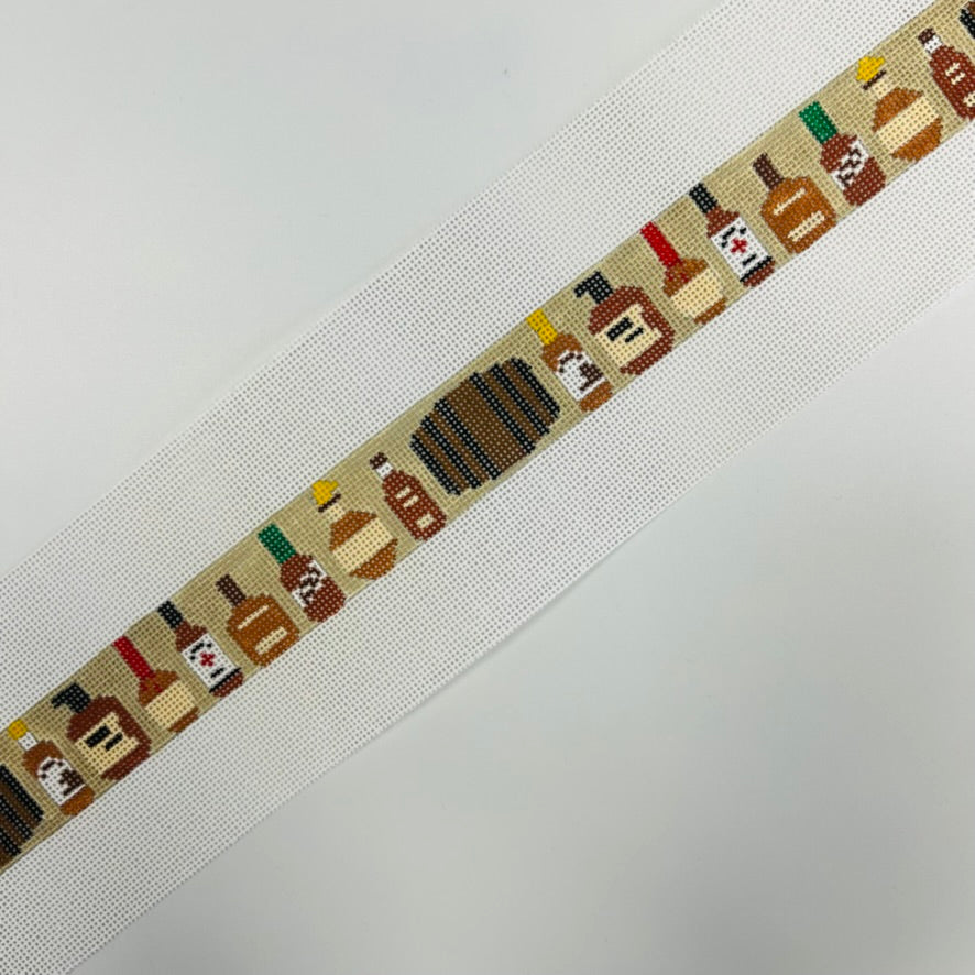 Bourbons, Bottles & Barrels Short Belt Needlepoint Canvas Bargello