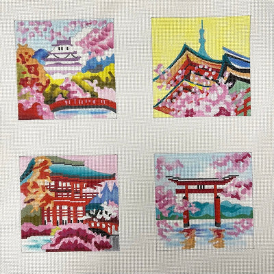 Asian Gardens Coasters Needlepoint Canvas