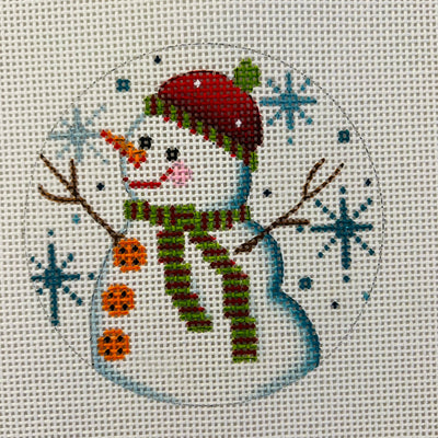 Snowman with Orange Buttons Ornament Needlepoint Canvas