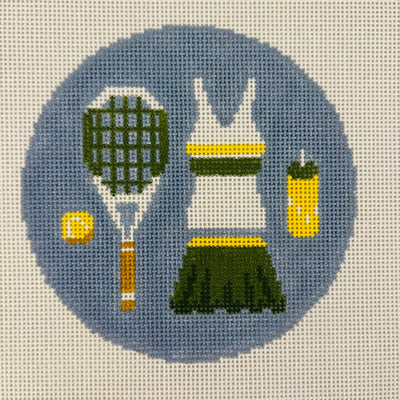 Tennis Attire Round Insert/Ornament Needlepoint Canvas