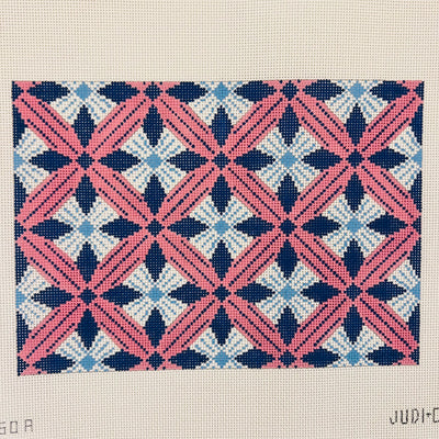 Pink & Blues Geometric Clutch Needlepoint Canvas