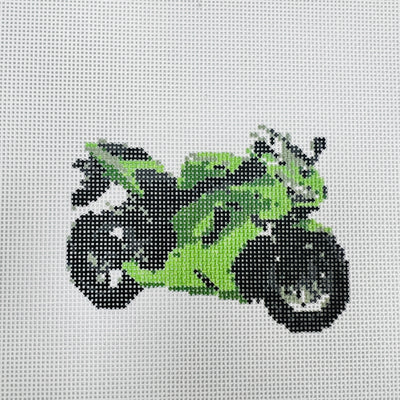 Green Motorcycle Needlepoint Canvas