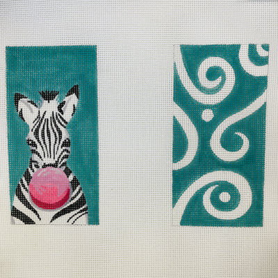 Zebra with Bubble Gum Double Sided Eyeglass Case Needlepoint Canvas