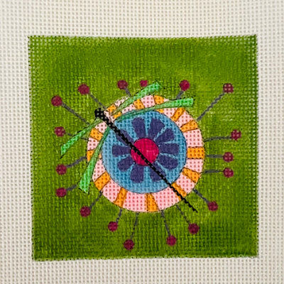 Dragonfly on Green Needlepoint Canvas
