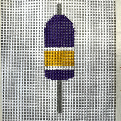 Purple Yellow Buoy ornament needlepoint canvas