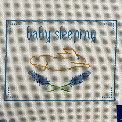 Blue Baby Sleeping with bunny Needlepoint Canvas