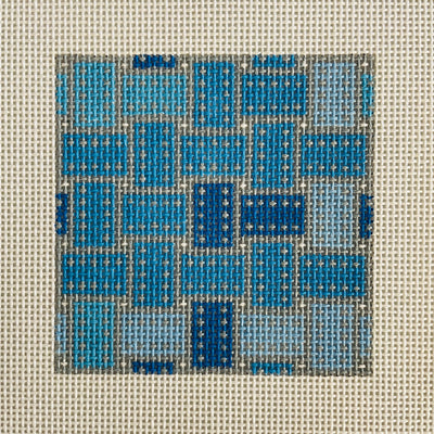 Ribbon 4x4 Insert - Denim Needlepoint Canvas