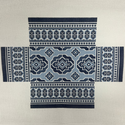 Bue & White Tabriz Brick Cover Needlepoint Canvas