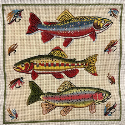 Rainbow Trout and Lures Needlepoint Canvas