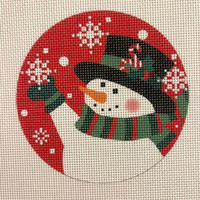 Candy Cane Snowman Ornament Needlepoint Canvas
