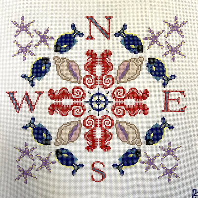 Tropical Compass Rose Needlepoint Canvas