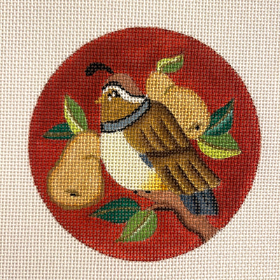 Partridge & Pear Ornament - two sizes Needlepoint Canvas