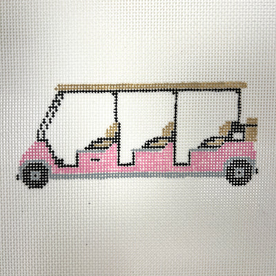 Pink Limo Cart Needlepoint Canvas