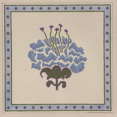 Blue Bell Peony needlepoint canvas by Katie Ridder