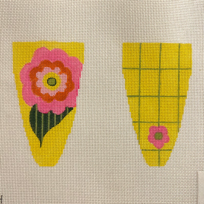 Pink & Yellow Flower Scissor Case Needlepoint Canvas