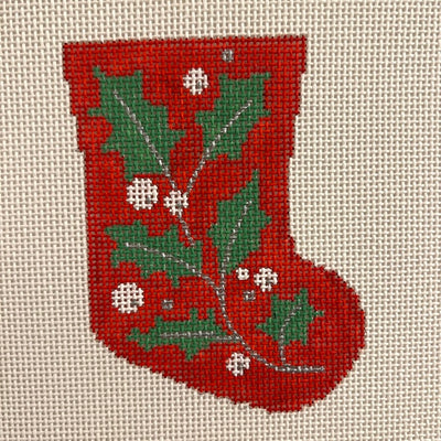 Mistletoe Mini Stocking Ornament Needlepoint Canvas