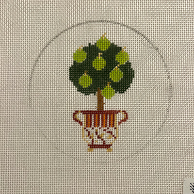 Autumn Topiary Ornament & Stitch Guide Needlepoint Canvas
