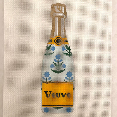 Block Print Veuve Bottle Needlepoint Canvas