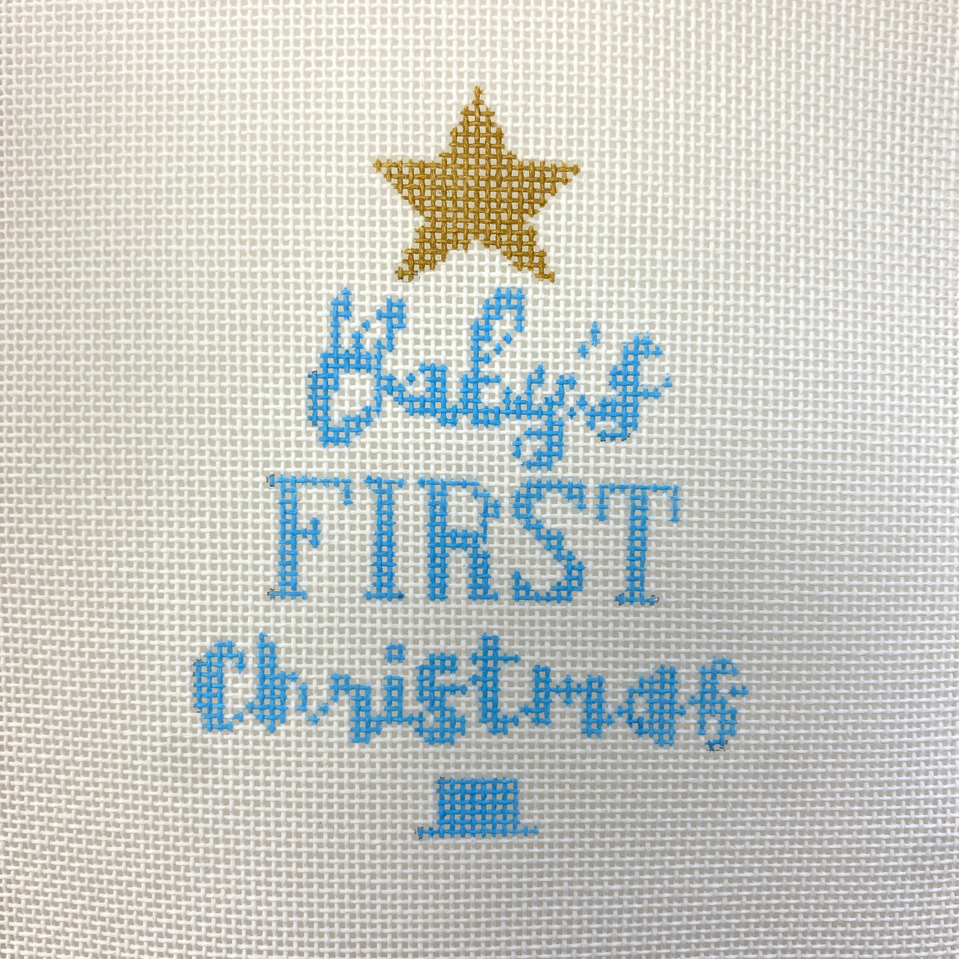 Baby's First Christmas Tree Ornament - blue Needlepoint Canvas