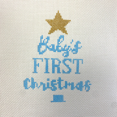 Baby's First Christmas Tree Ornament - blue Needlepoint Canvas