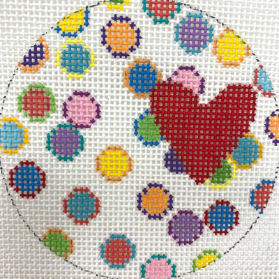 Red Heart with Polka Dots Needlepoint Canvas