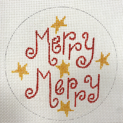 Merry Merry ornament - white and red Needlepoint Canvas