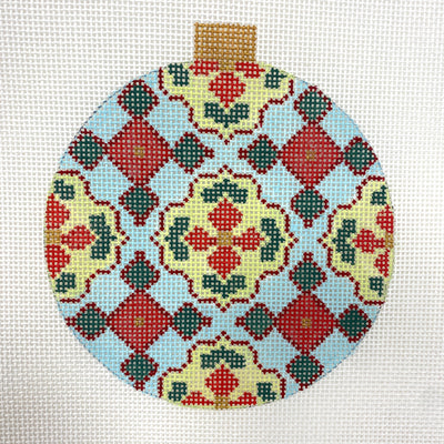 Florentine Blue and Red Ornament Needlepoint Canvas