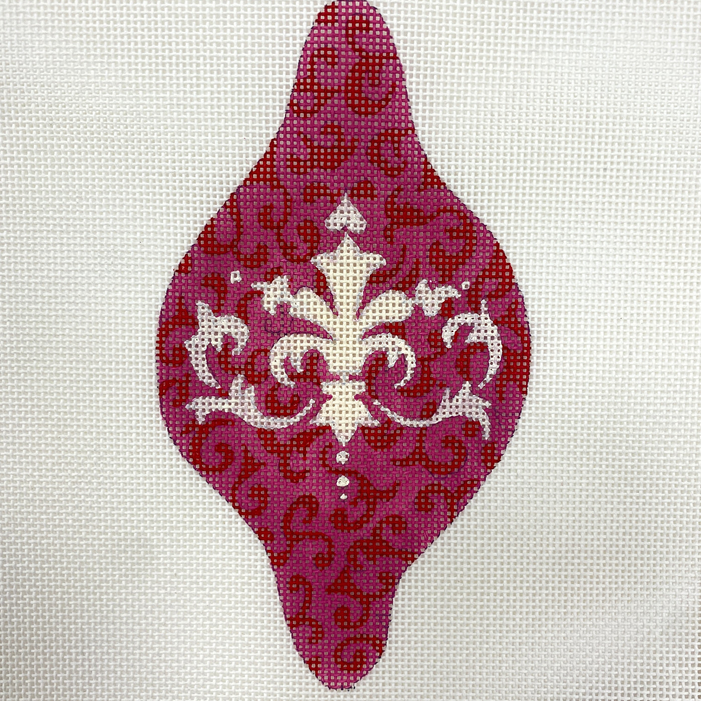 Pink and White Ornament Needlepoint Canvas