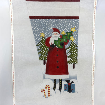 Tree Santa Stocking Needlepoint Canvas