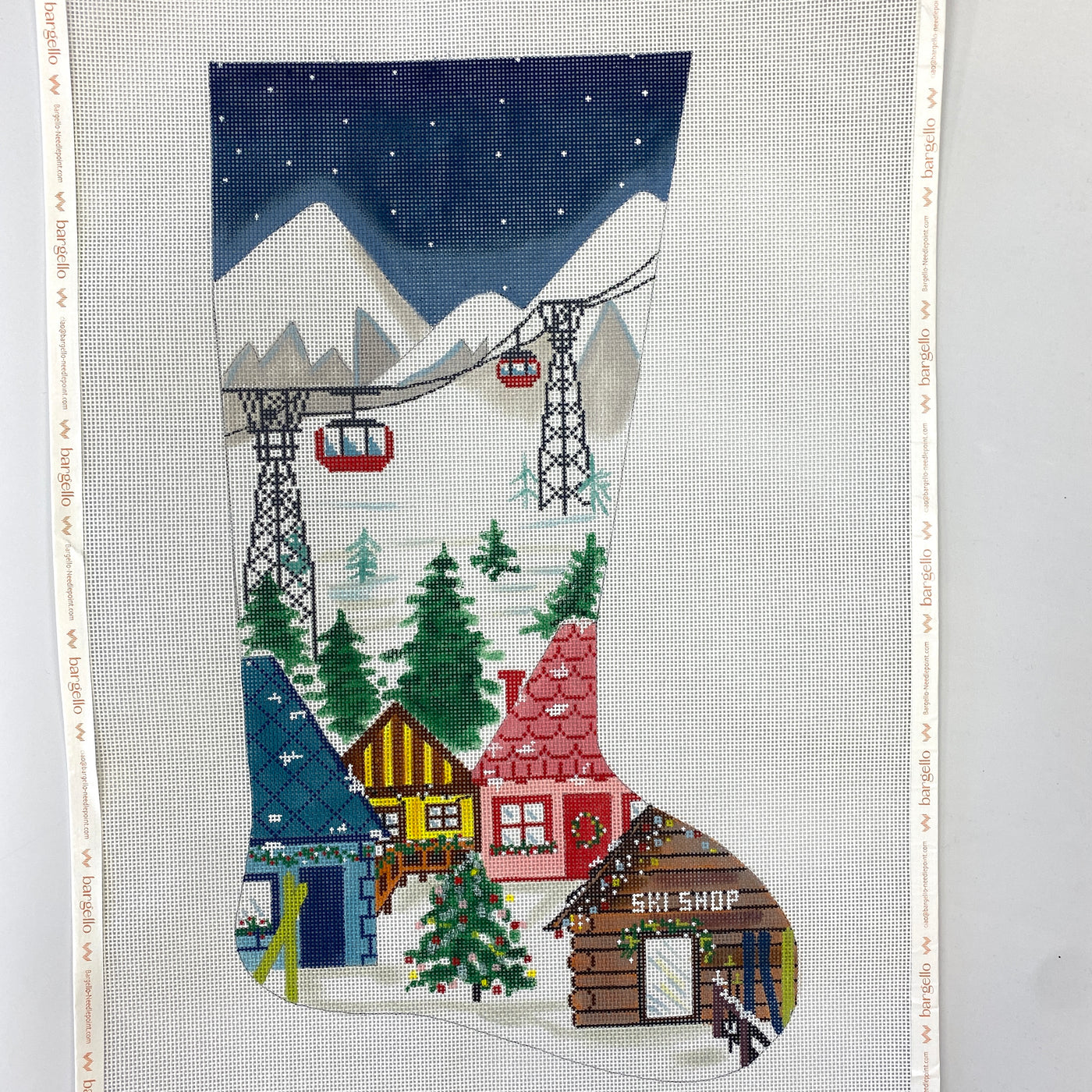 Ski Village Stocking Needlepoint Canvas