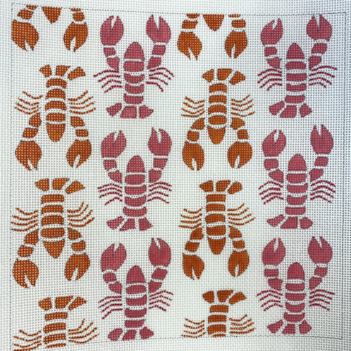 Pink & Red Lobsters Needlepoint Canvas
