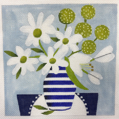 Bouquet - Striped Vase Needlepoint Canvas