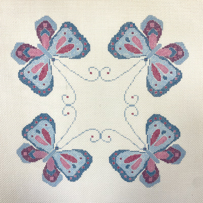 Pink & Blue Butterflies - Vintage Needlepoint Canvas