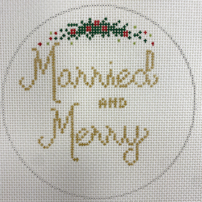 Married and Merry Ornament with Stitch Guide Needlepoint Canvas