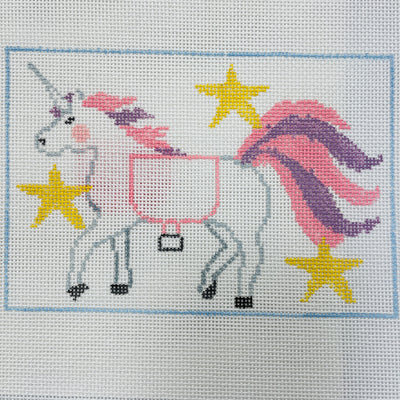 Unicorn Tooth Fairy Pillow with Pocket Needlepoint Canvas