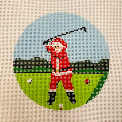 Sporty Santa - Golf Needlepoint Canvas