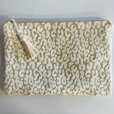 White and Gold Fabric Clutch