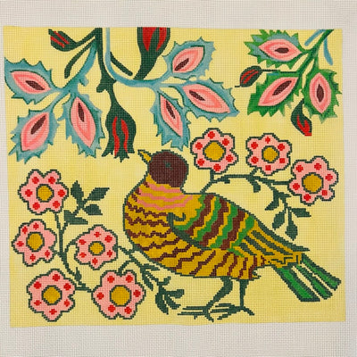 Rosebud and Bird Needlepoint Canvas