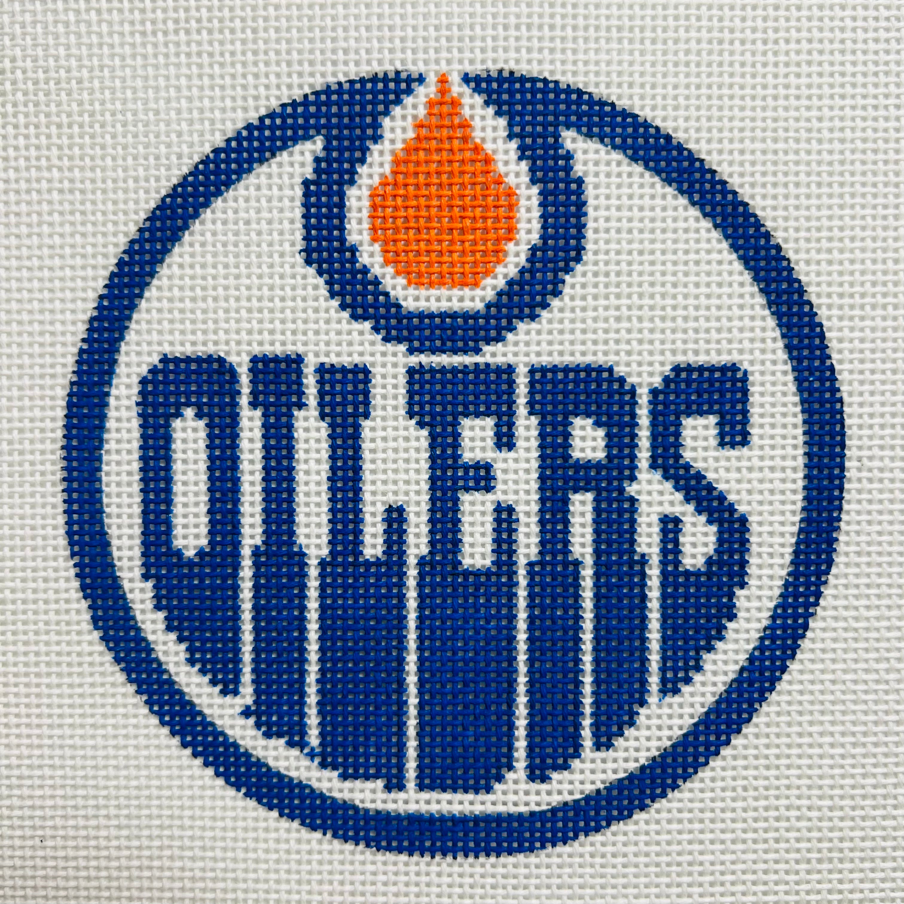 Edmonton Oilers Round Needlepoint Canvas – Bargello Needlepoint