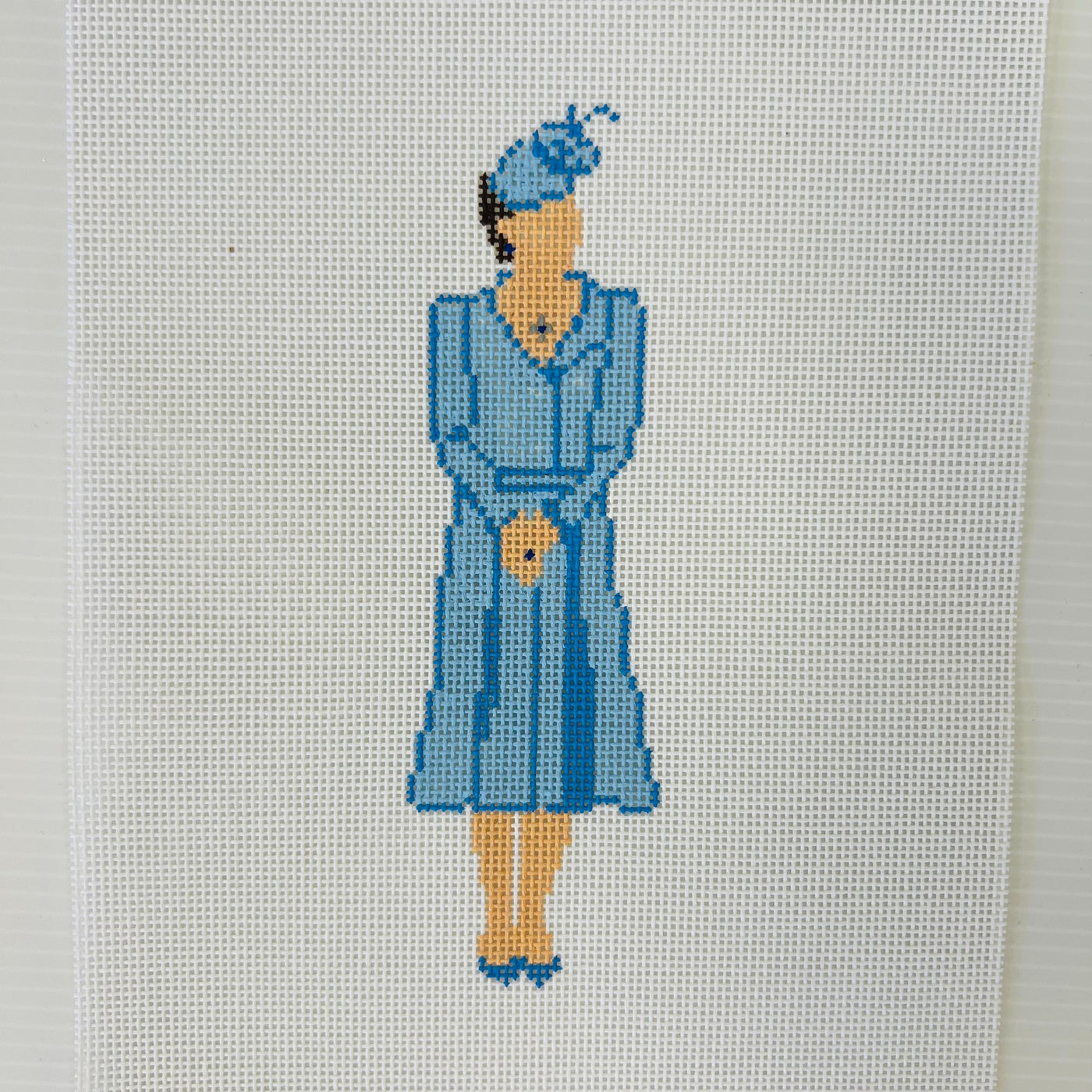 Kate Middleton in Blue Needlepoint Canvas