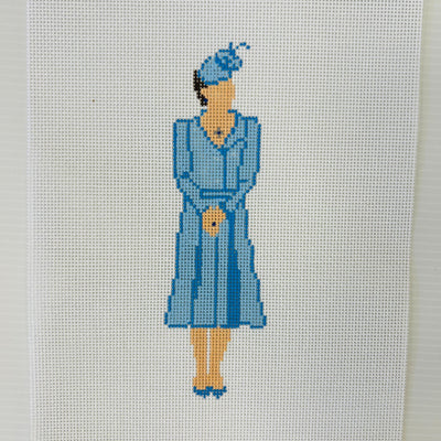Kate Middleton in Blue Needlepoint Canvas