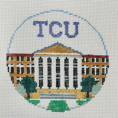 TCU Round Ornament Needlepoint Canvas