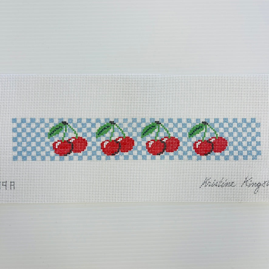 Gingham Cherries Key Fob/Boookmark Needlepoint Canvas