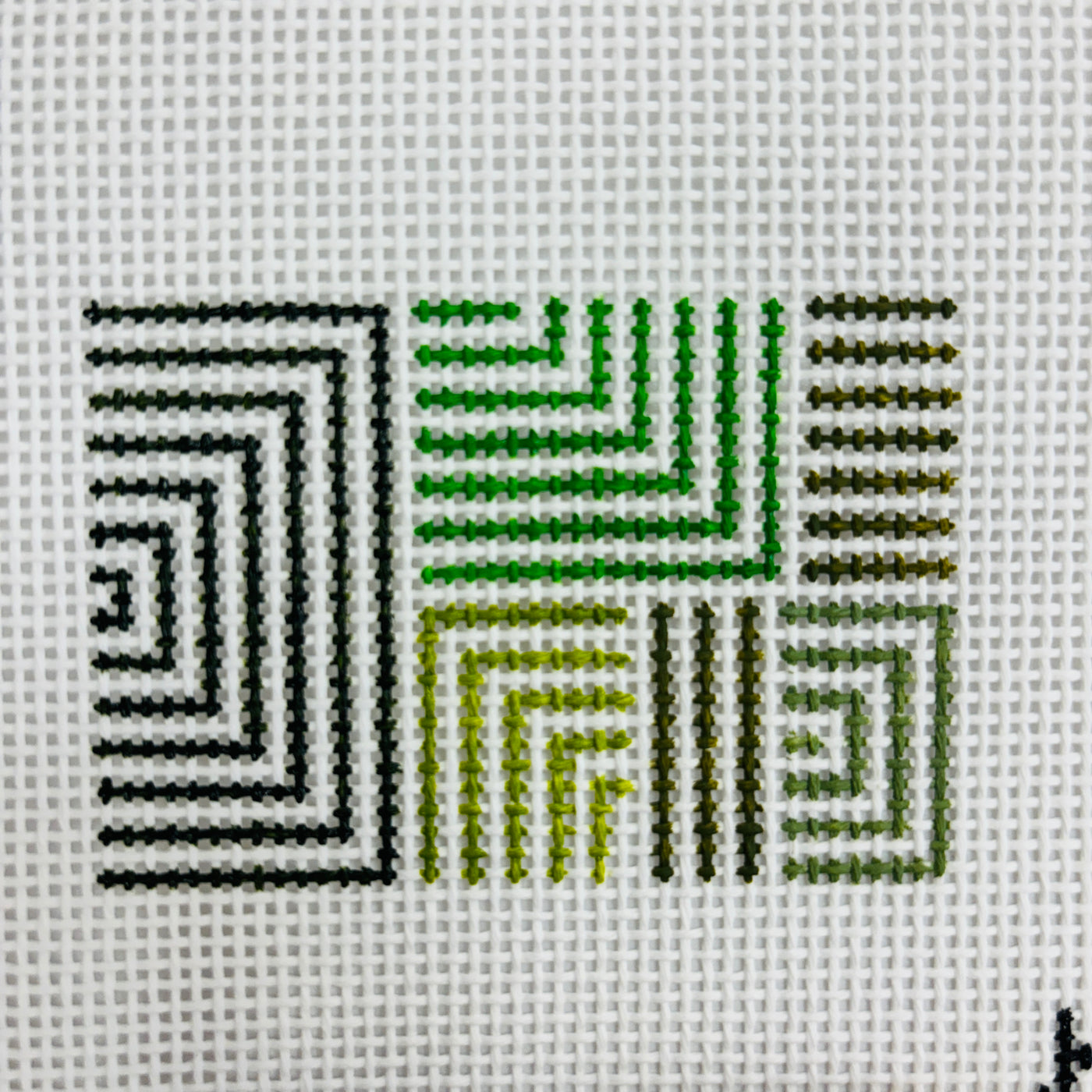 Forest Greens Parallels Insert Needlepoint Canvas