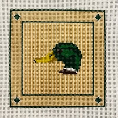Green Headed Duck Coaster Needlepoint Canvas